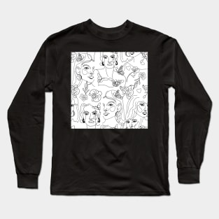 Minimalist Woman Line Illustration Long Sleeve T-Shirt